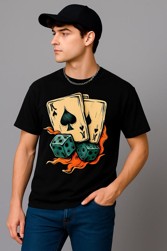 Casual Title Print Cotton Tee for Men